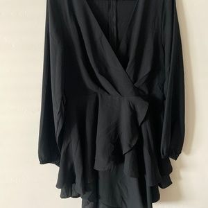 Black ruffle mini dress